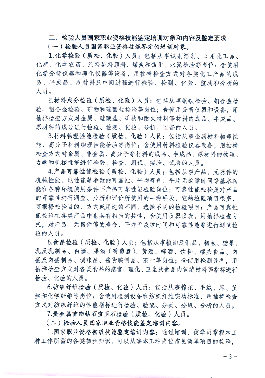 中國質量檢驗協(xié)會《關于繼續(xù)開展質量檢驗人員國家職業(yè)資格技能鑒定培訓工作的通知》